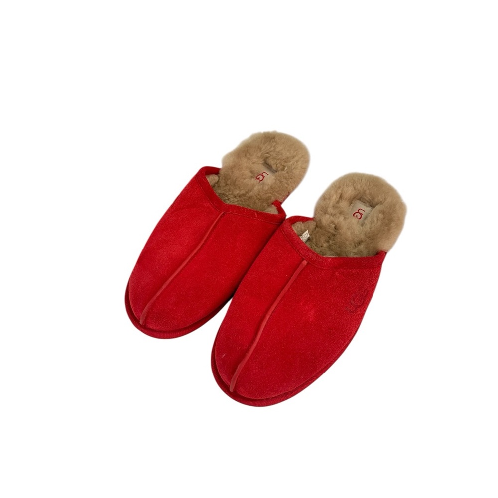 Men’s 11 UGG Red Suede Slippers with Fur Lining
